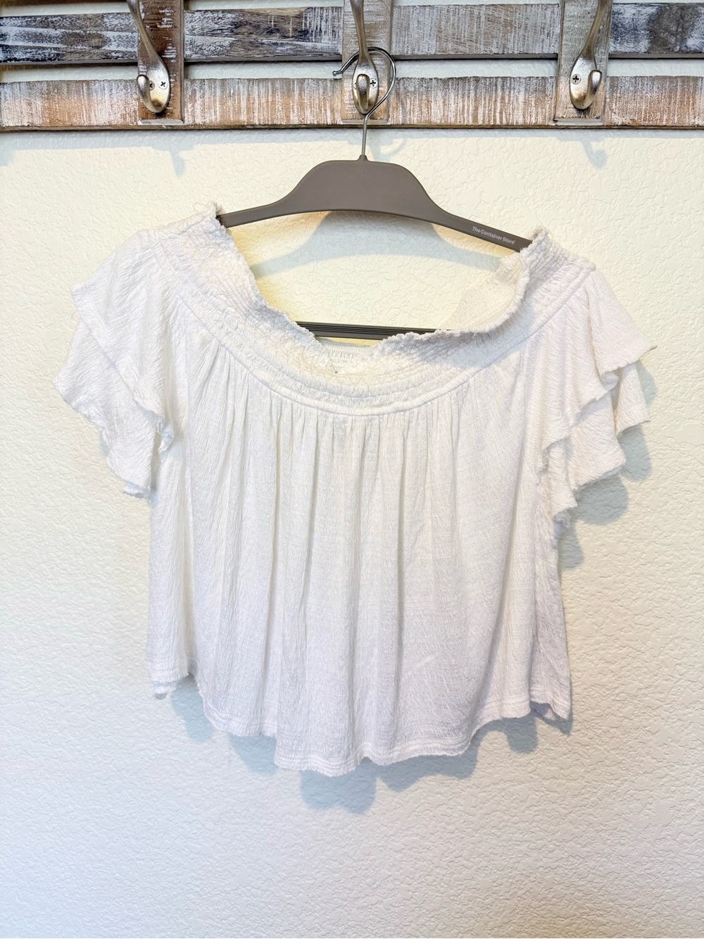 Free People White Cropped off the Shoulder Top